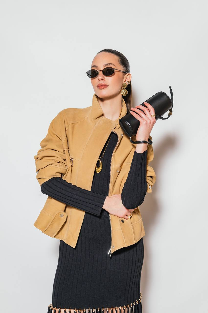 

Brown suede jacket with logo Dondup