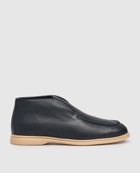 Lanciotti De Verzi Fusco Blue Leather Desert Boots FUSCOPELLICCIAVITELLO
