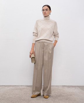 Peserico Beige wool, silk and cashmere sweater with beads S99417F12R09283