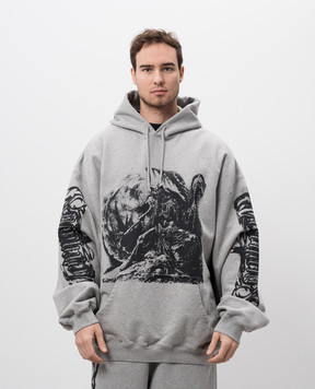 Vetements Gray melange printed hoodie UA66HD720G