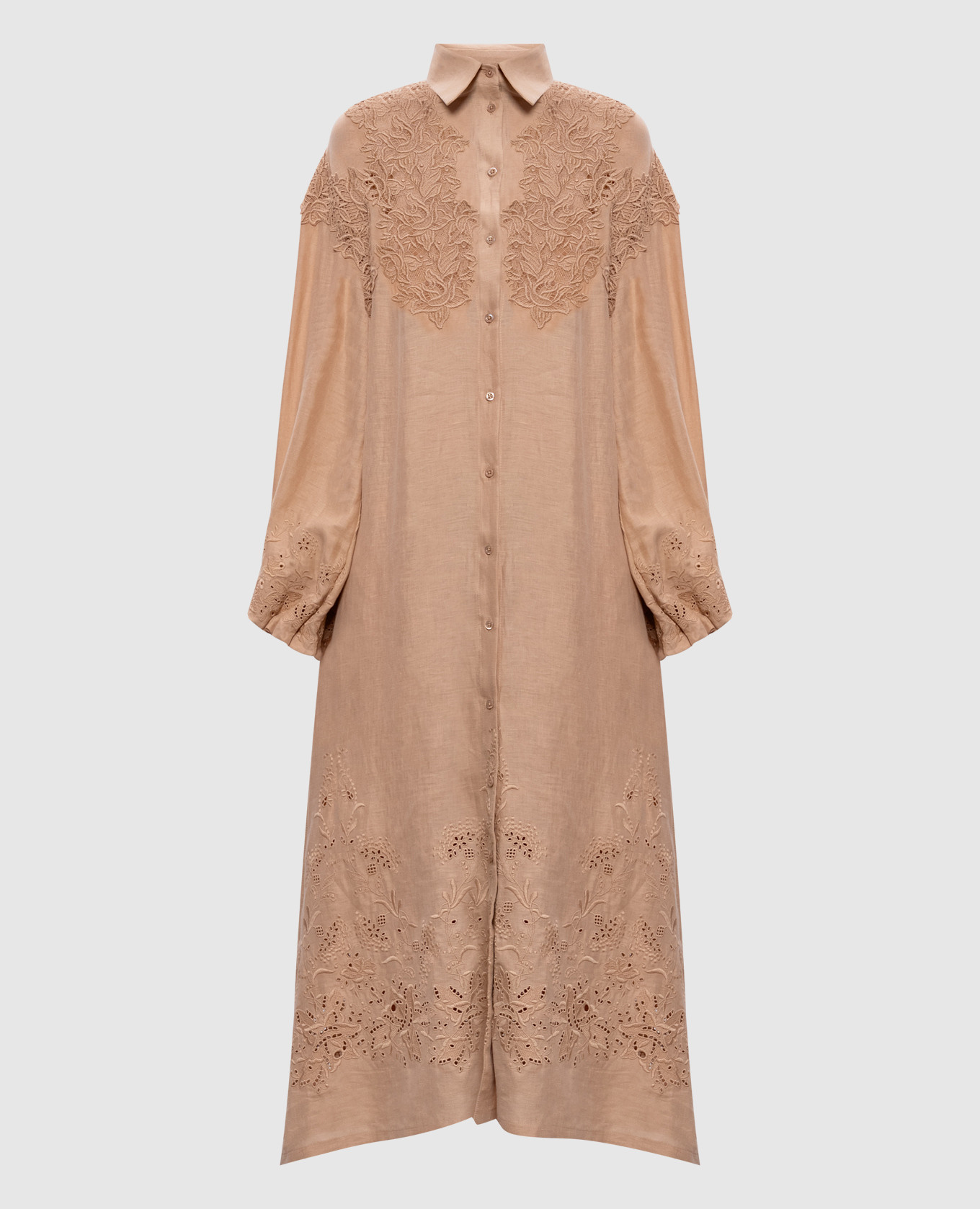 

Beige linen shirt dress with lace Ermanno Scervino