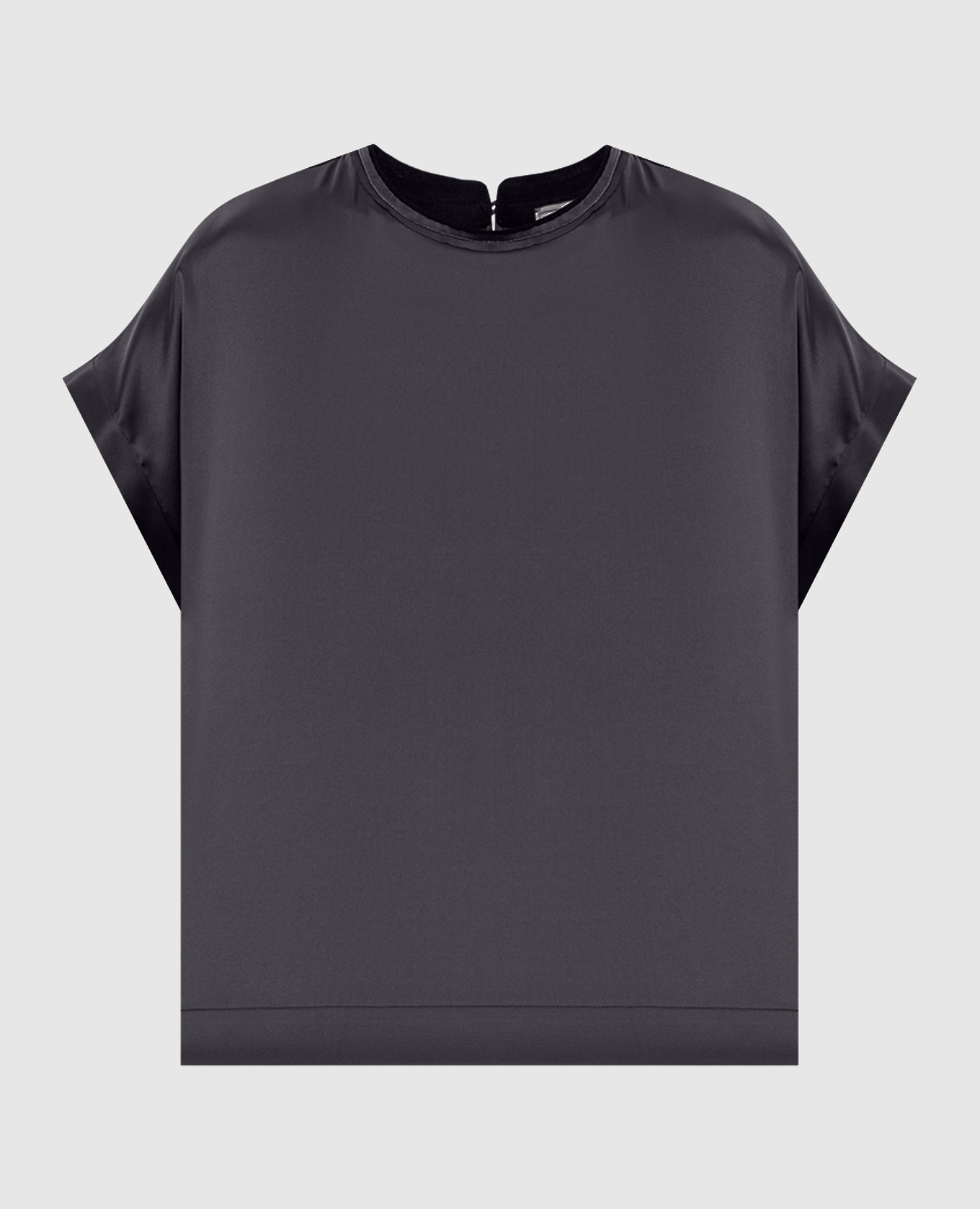 Black silk top with monil chain Peserico
