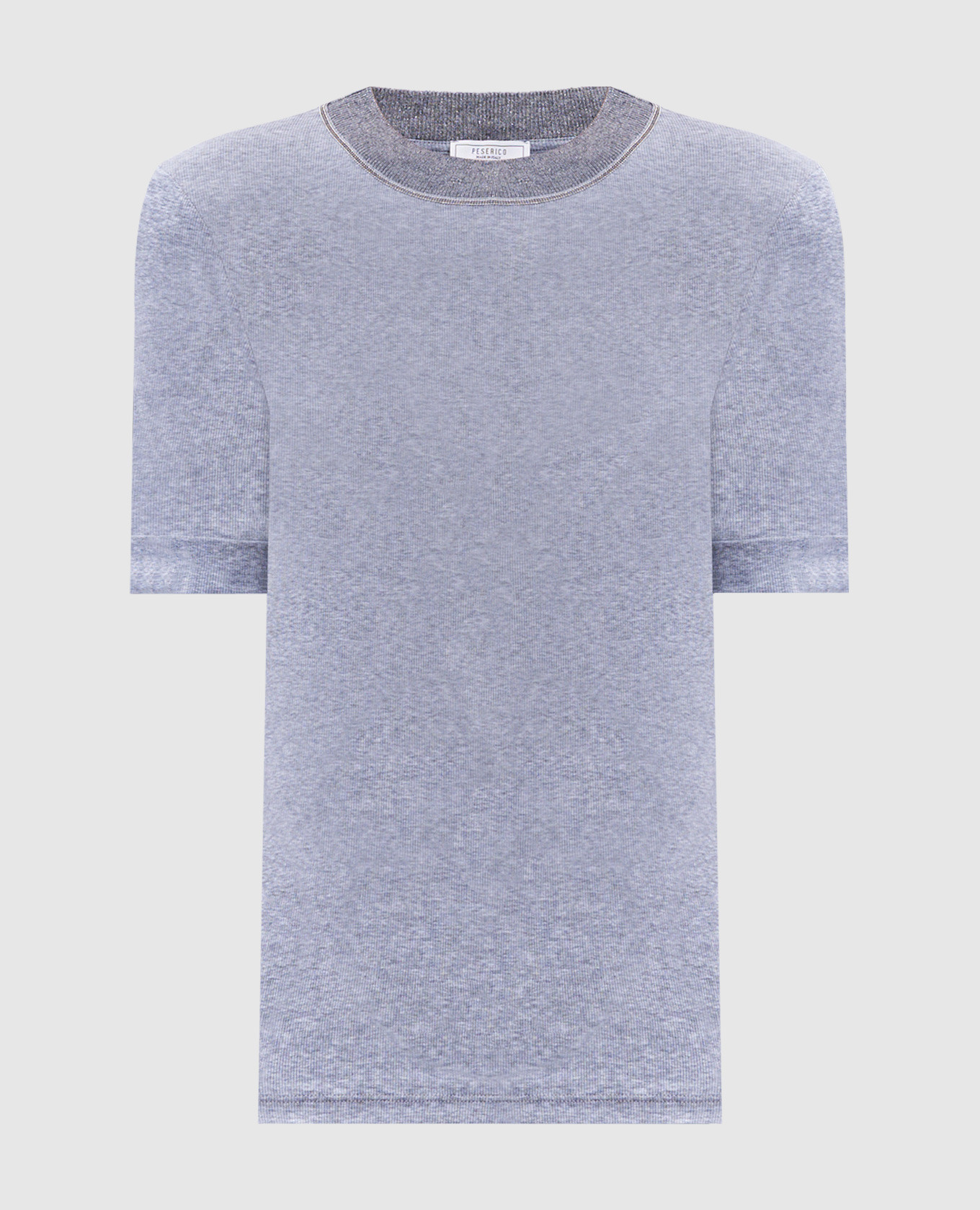 Grey ribbed T-shirt with monil chain Peserico