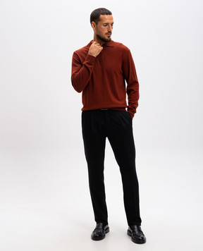 Cashmere&Whiskey Orange merino wool polo shirt 94394Z