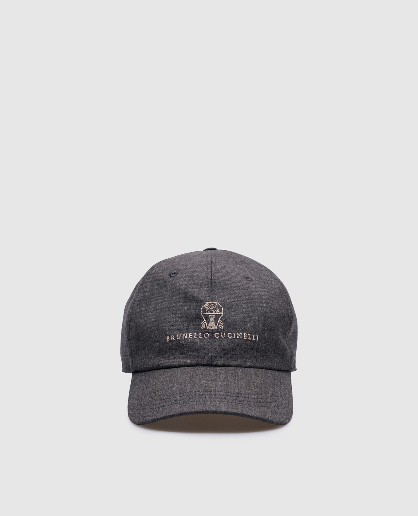 

Grey wool cap with embroidered logo emblem Brunello Cucinelli