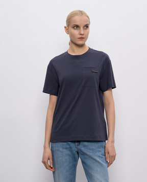 Brunello Cucinelli Blue T-shirt with a monil chain MPT81EC710