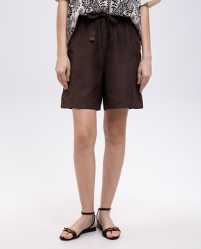 Max Mara Brown QUEBEC linen and silk shorts QUEBEC