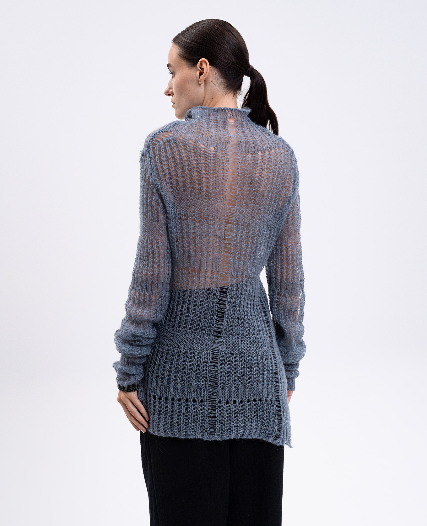 Blue openwork sweater with wool Y`S Yamamoto 4