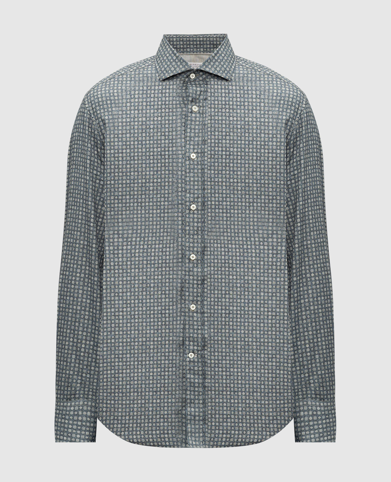 Blue shirt in a geometric pattern brunello cucinelli