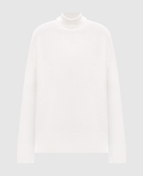 Brunello Cucinelli White cashmere and silk sequin sweater M73539914