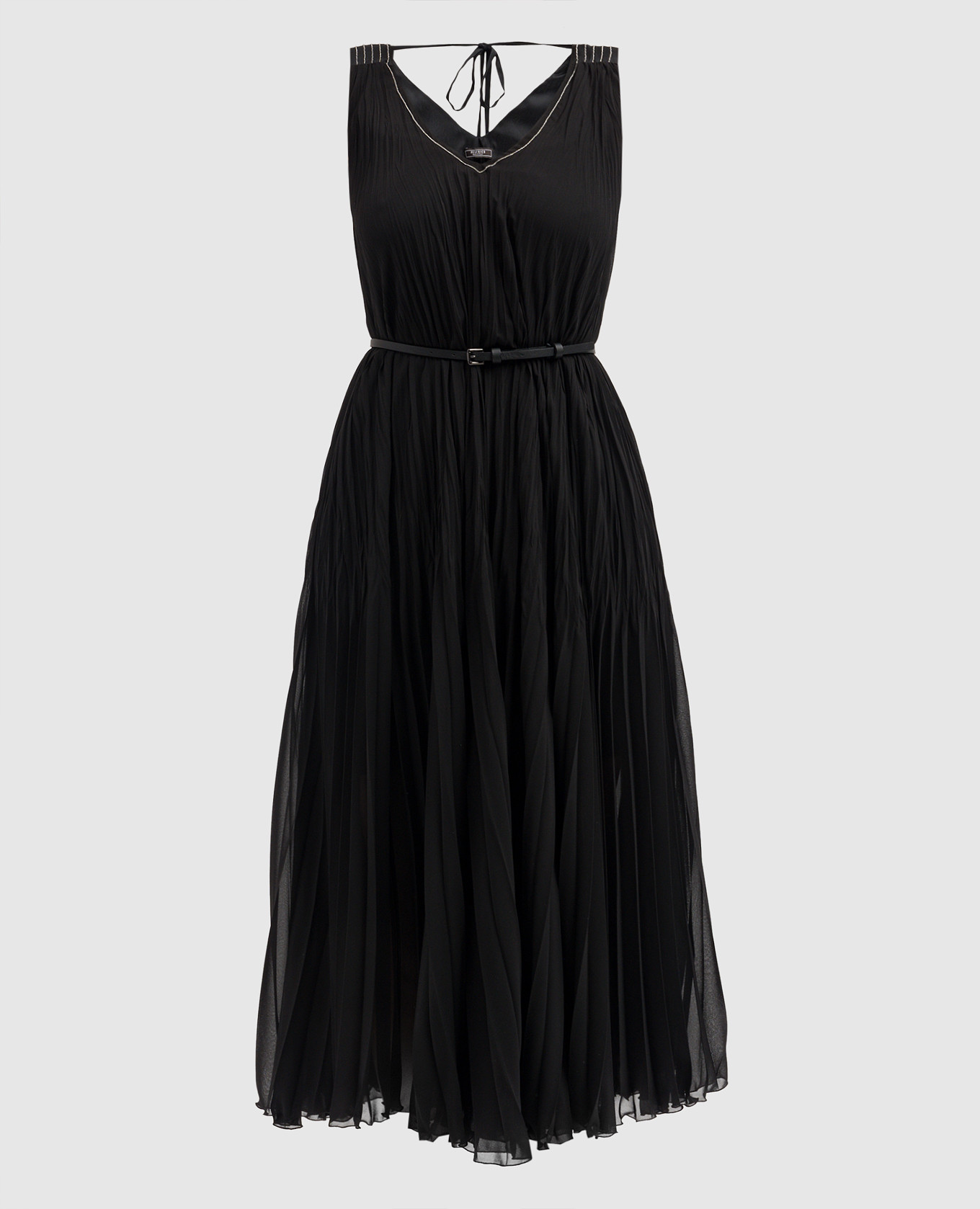 Black pleated monil chain midi dress Peserico