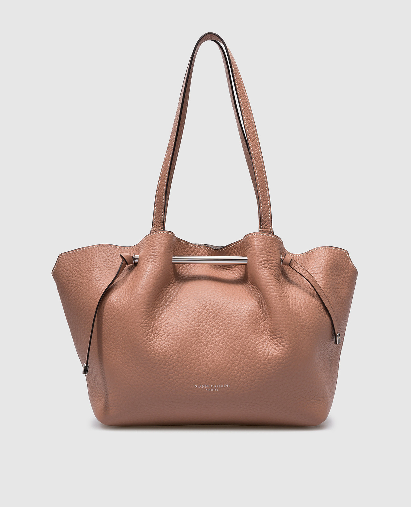 

AMANDA brown leather tote bag with logo print Gianni Chiarini