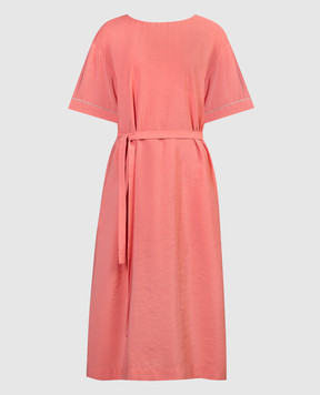 Peserico Pink midi dress with monil chain S0211401509