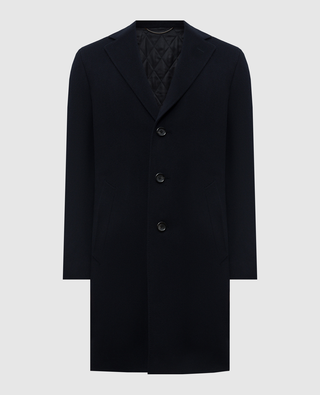 

Blue wool coat with logo patch Canali