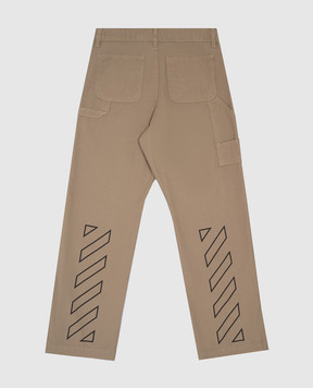 Off-White Children's khaki pants with logo print OBCA009S25FAB001