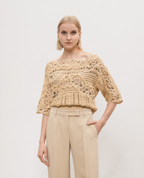 Ermanno Scervino Beige openwork sweater D445M727APMQV