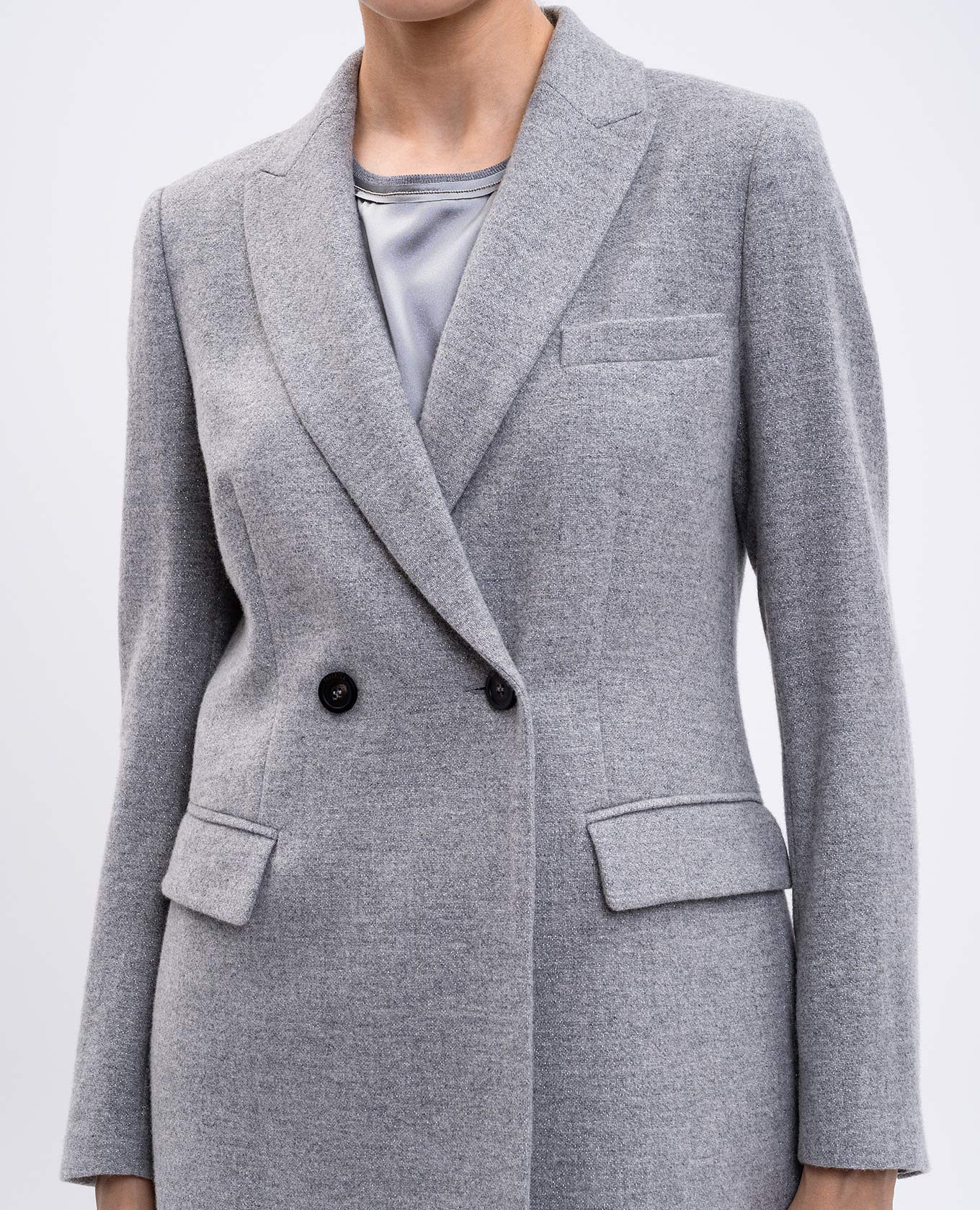 Gray double-breasted wool jacket with lurex Peserico 5