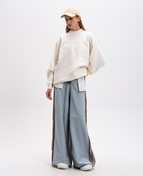 Vetements White merino wool sweater with logo embroidery UA65KN300W