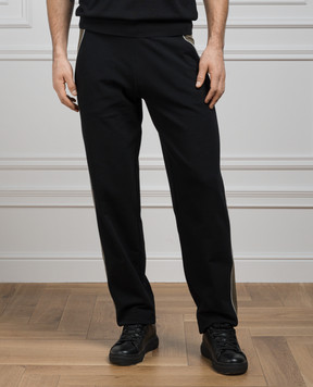 Stefano Ricci Black sweatpants with monogram logo embroidery K111030P3DT24151