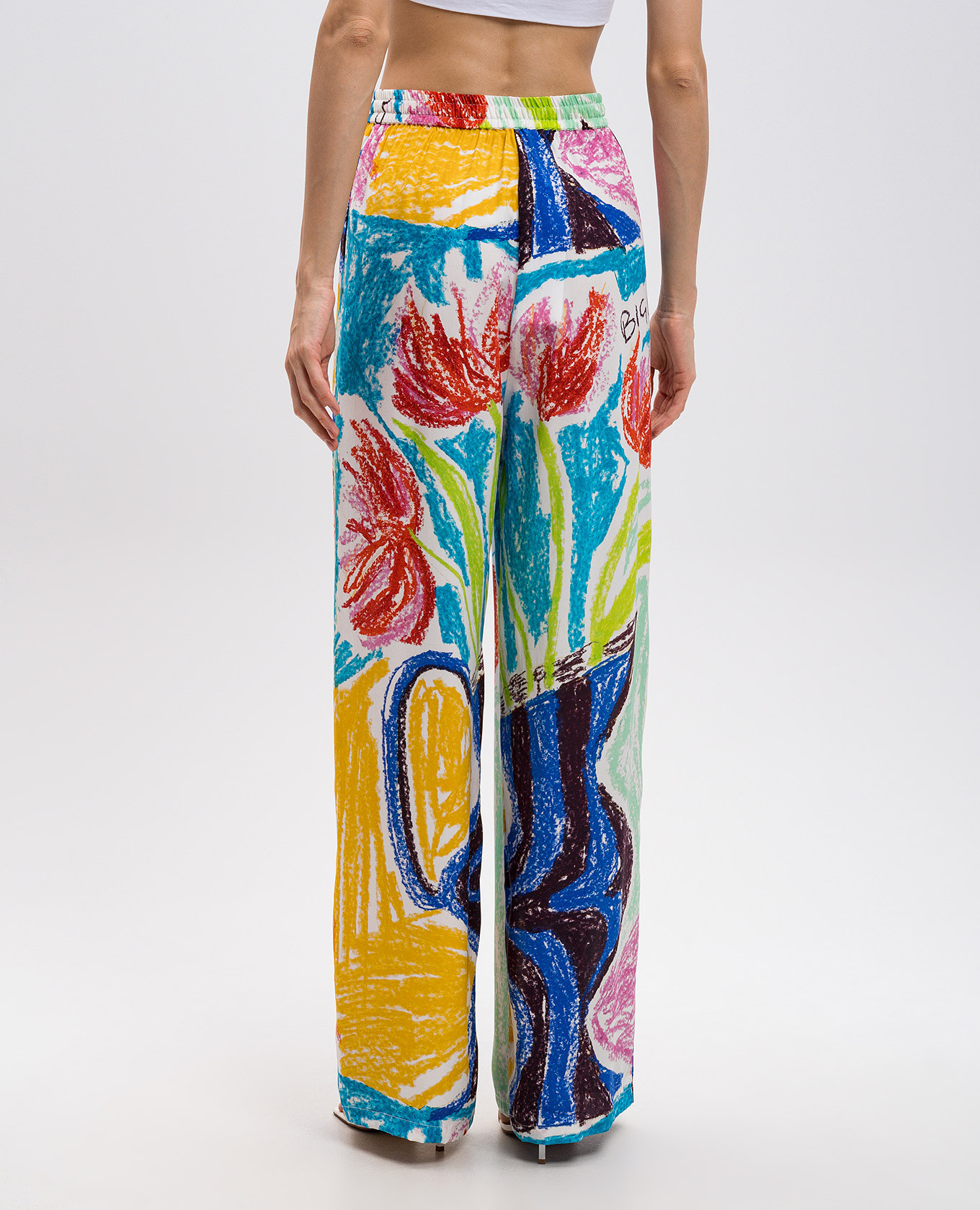 

QUINN pants made of silk in a floral print Gary Bigeni, White