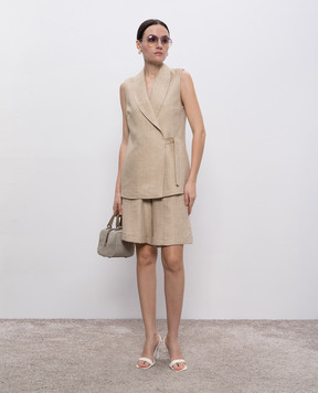 Peserico Beige double-breasted vest with linen S0300302140