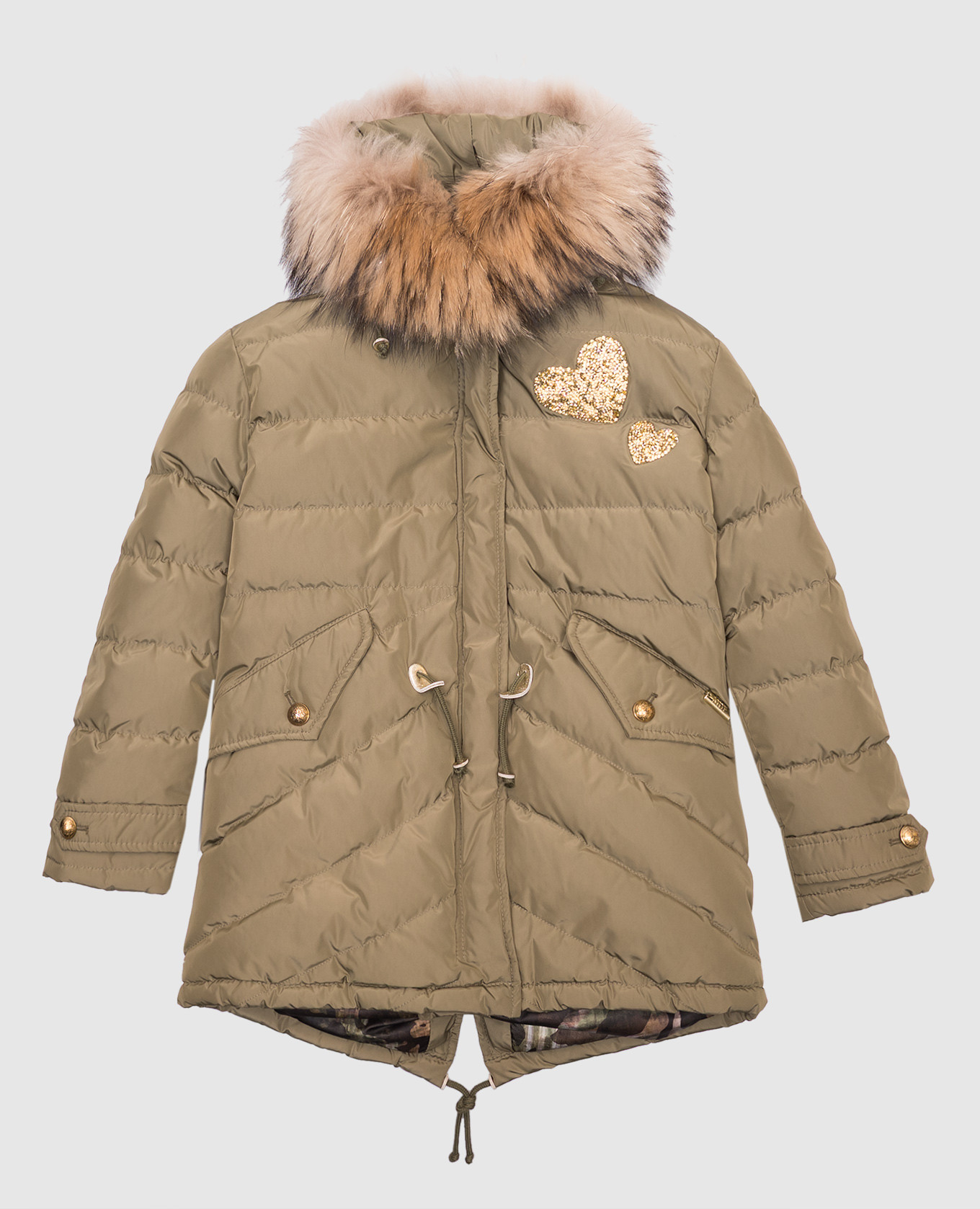 

Children's khaki parka BETTY with appliqués Marco del Forte