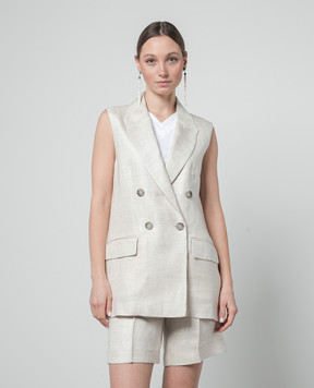 Peserico Beige double-breasted waistcoat with linen S0310405425