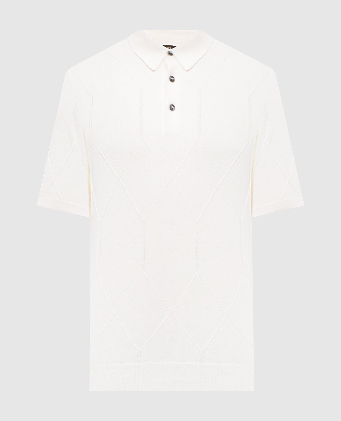 

Beige polo with silk in a woven pattern Enrico Mandelli