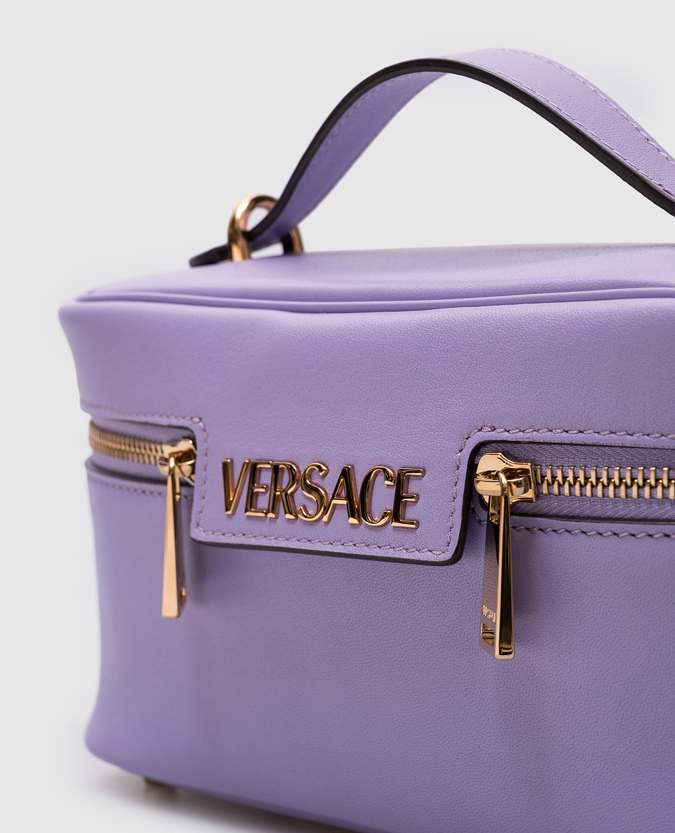 Purple Leather Tag Vanity Bag Versace 5