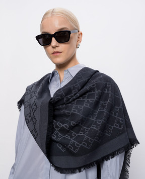 Peserico Gray scarf with patterned wool S31524C0CC656