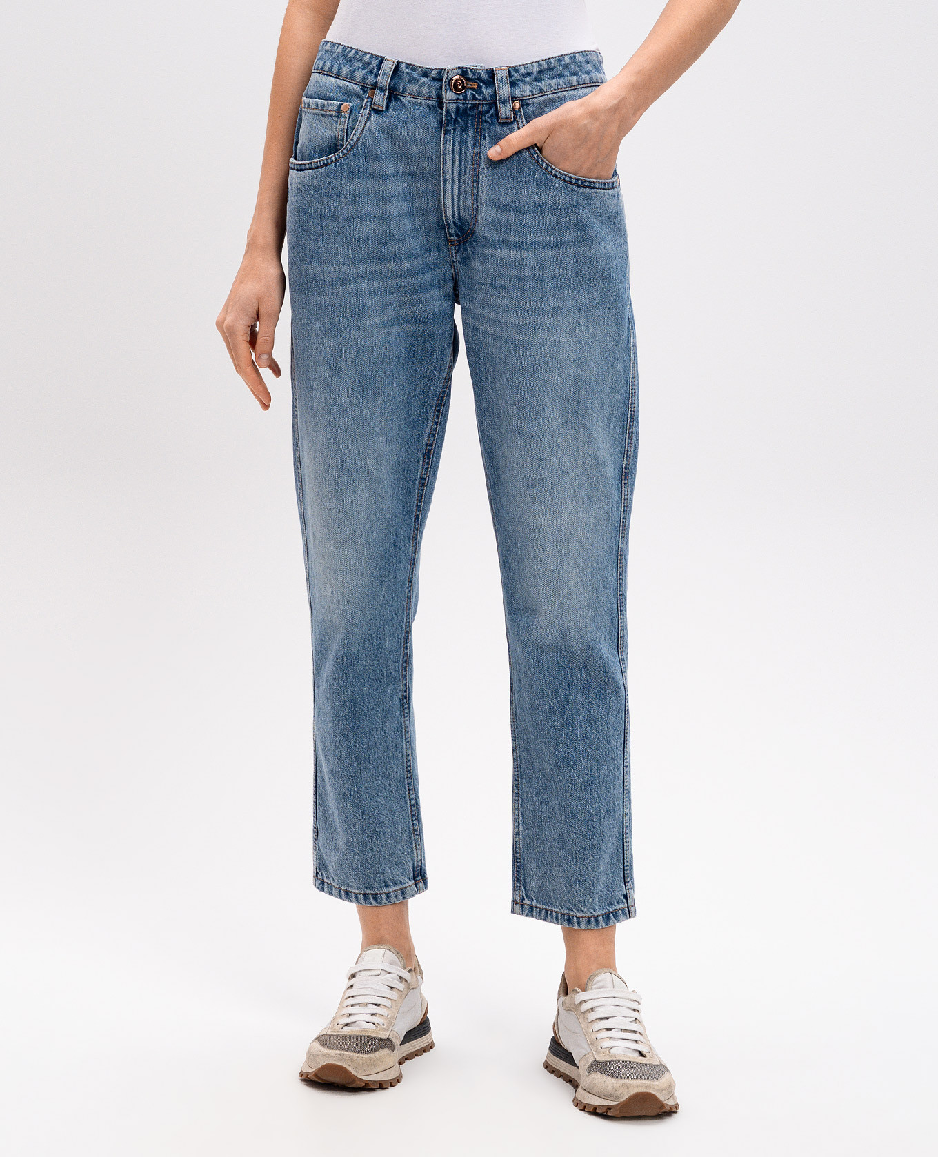

Blue jeans with logo Brunello Cucinelli