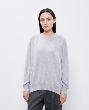Brunello Cucinelli Gray cashmere sweater with monil chain M12190300