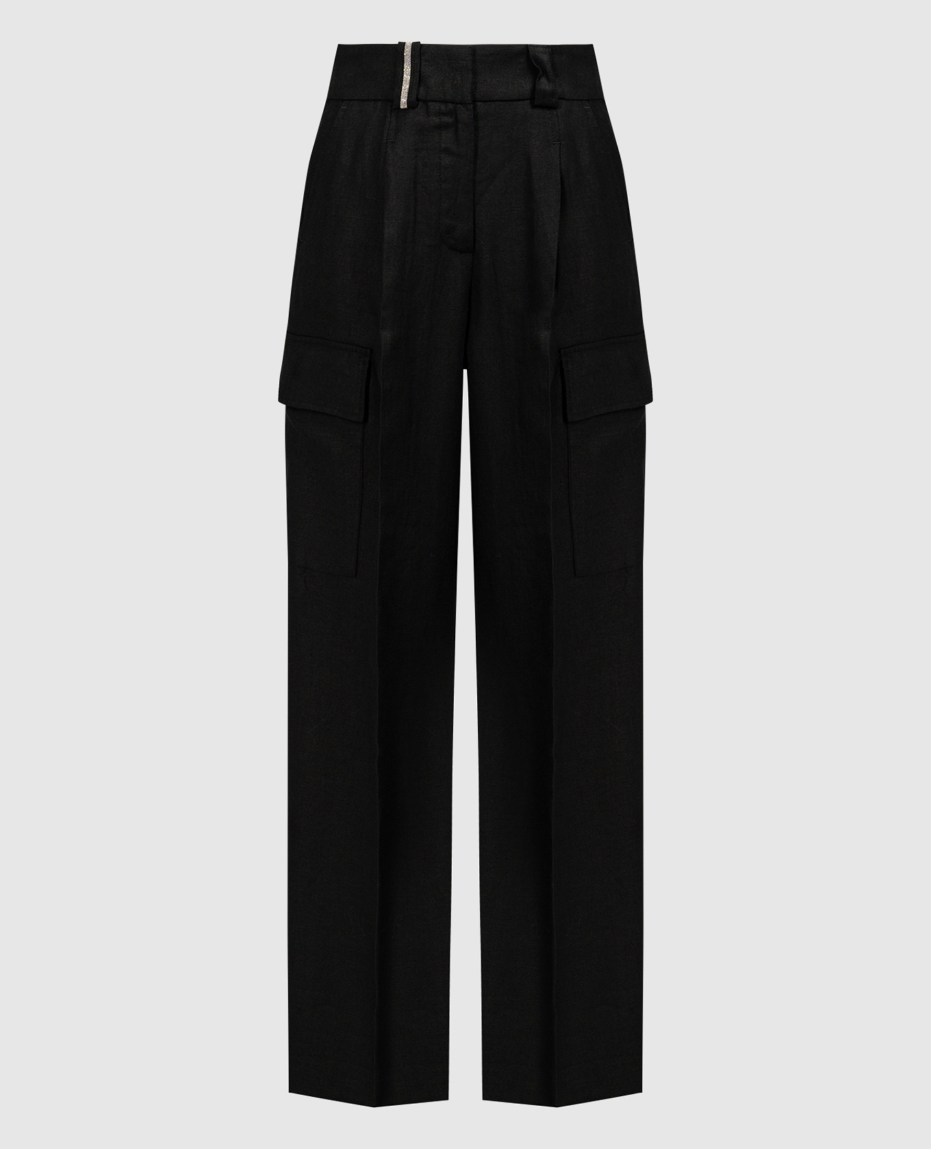 

Black linen cargo pants with monil chain Peserico