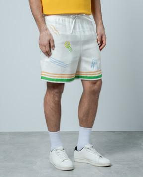 Casablanca Le Jeu printed shorts in white MPS24TR01204