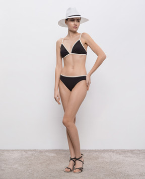 Brunello Cucinelli Gray swimsuit panties with a monil chain ML902VS159