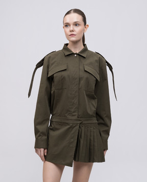 Off-White Khaki pleated shirt dress OWDG00AS25FAB002