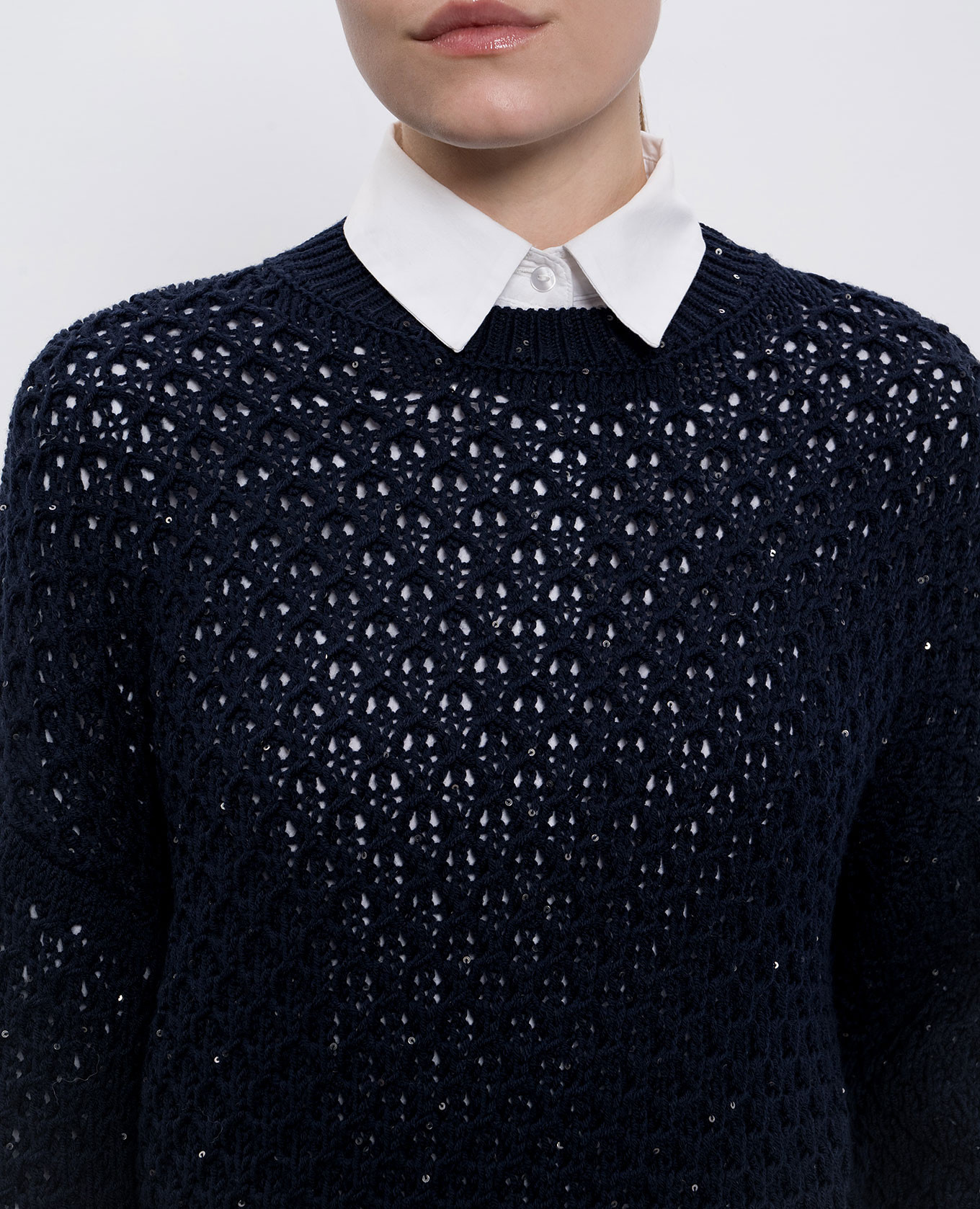 Blue wool sweater with sequins Peserico 5