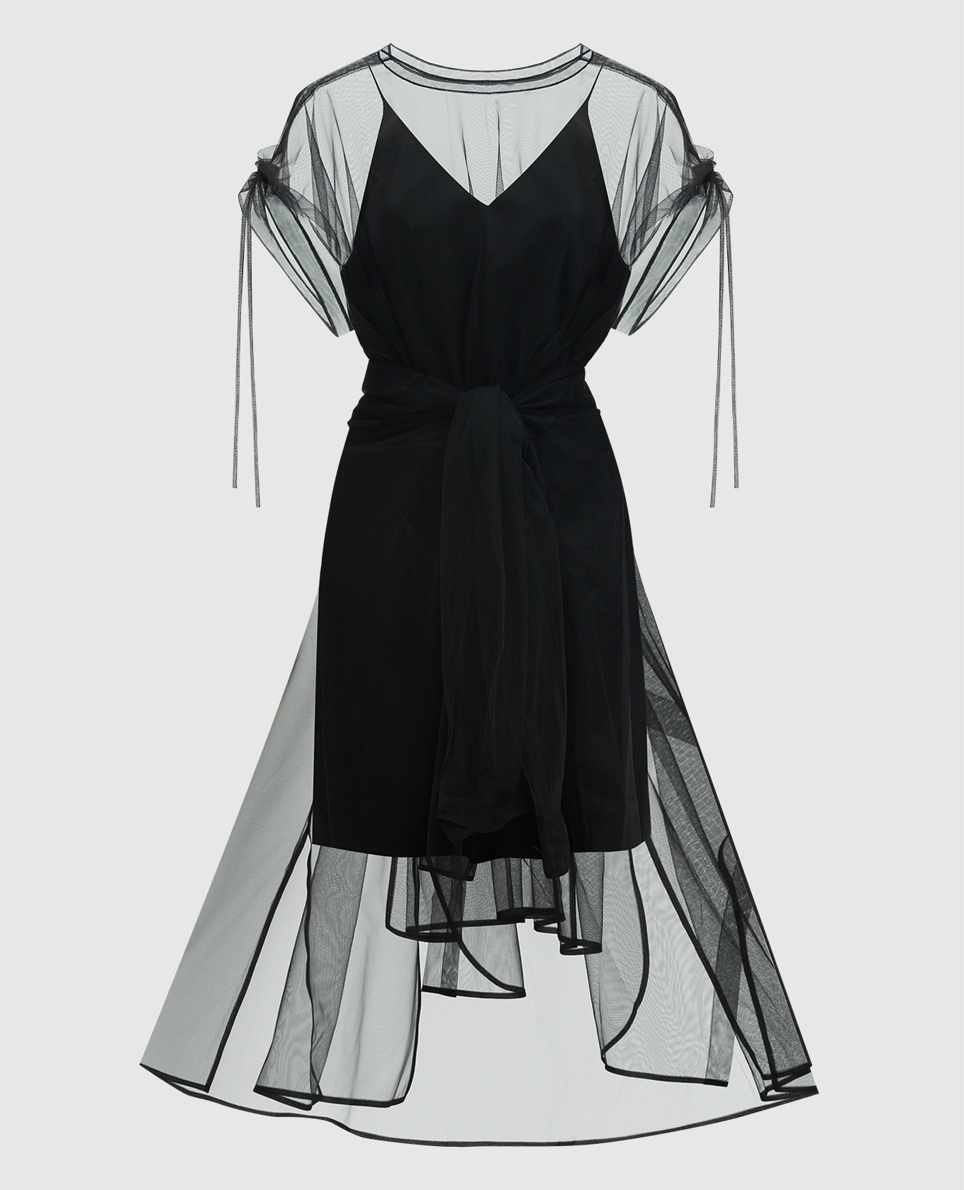 

Black dress of asymmetrical cut with drapery Juun.j