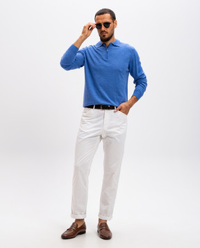 Cashmere&Whiskey Blue merino wool polo shirt 94394Z