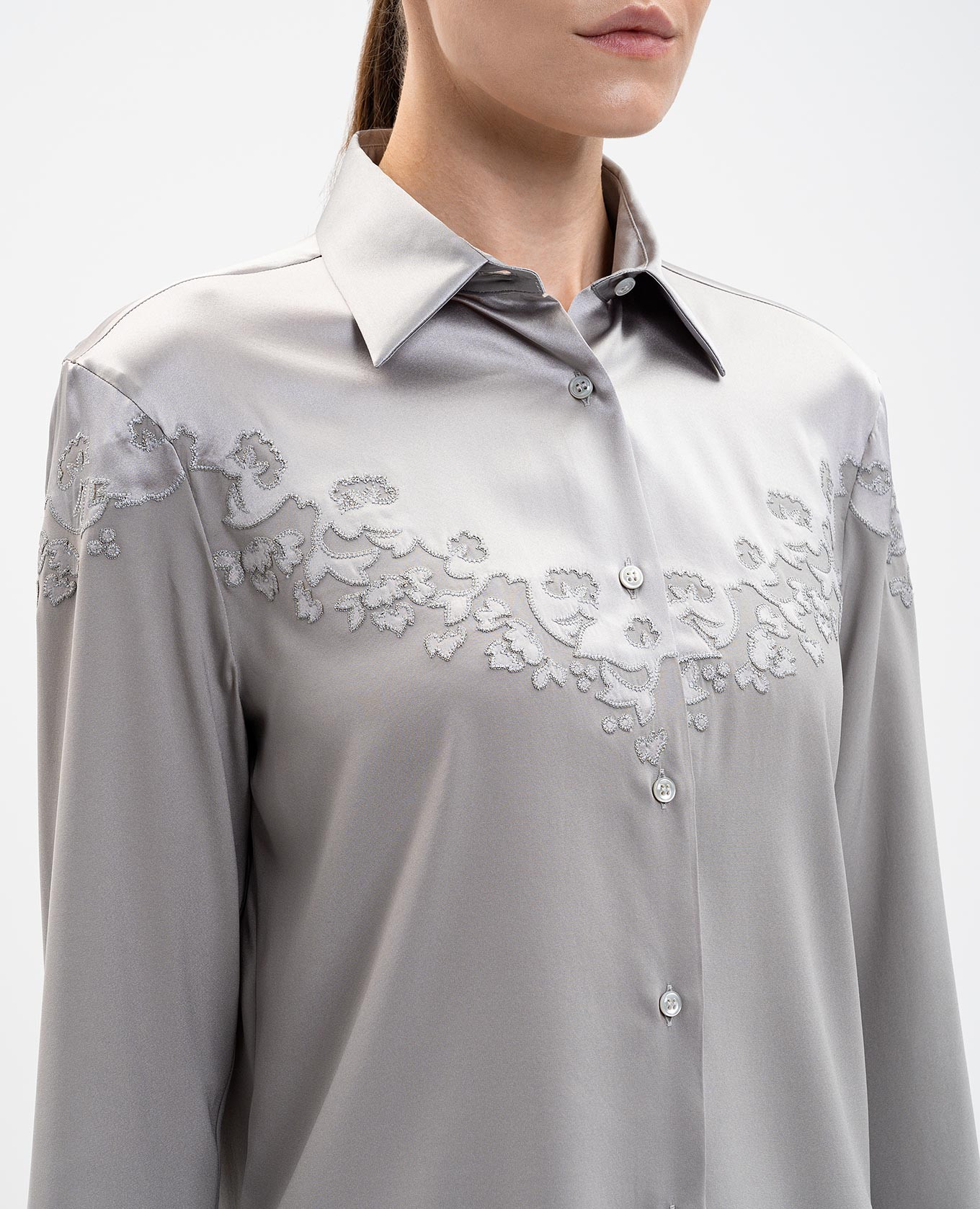 Gray silk blouse with embroidery Ermanno Scervino 5