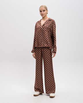 AMIRI Brown silk blouse with monogram logo print AWSTCA1025
