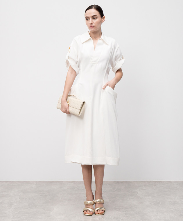 chinese dress ladies Native Bottega Ruffle Sleeve Dress in 100% ECO Linen Certified OEKO-TE main image 1