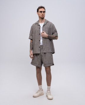 Bottega Veneta Brown shorts with checked silk 816886V4YF0