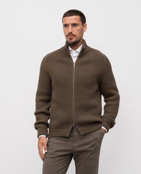 Peserico Khaki wool cardigan R59426F059044C