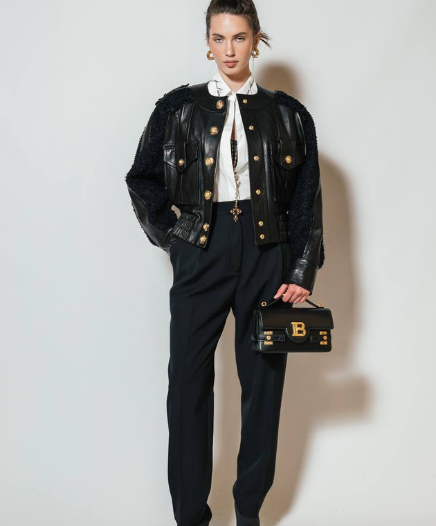 パンツ BALMAIN Woman Pants Black FF1PN190WC09 0PA High-waisted grain de poudre trousers black black - Women