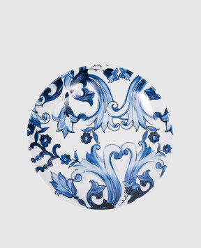 Dolce&Gabbana A set of white porcelain dinner plates in the Blu Mediterraneo print TC0S04TCA40
