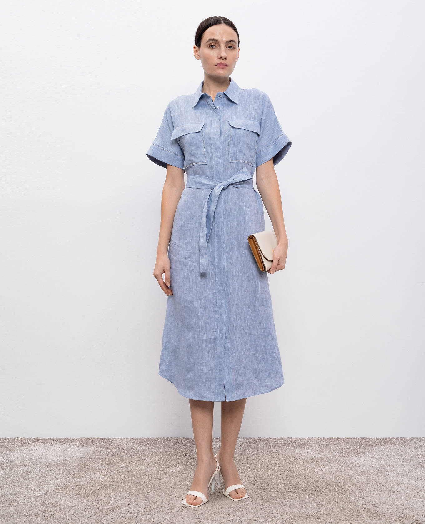 

Blue linen shirt dress Peserico, Light blue