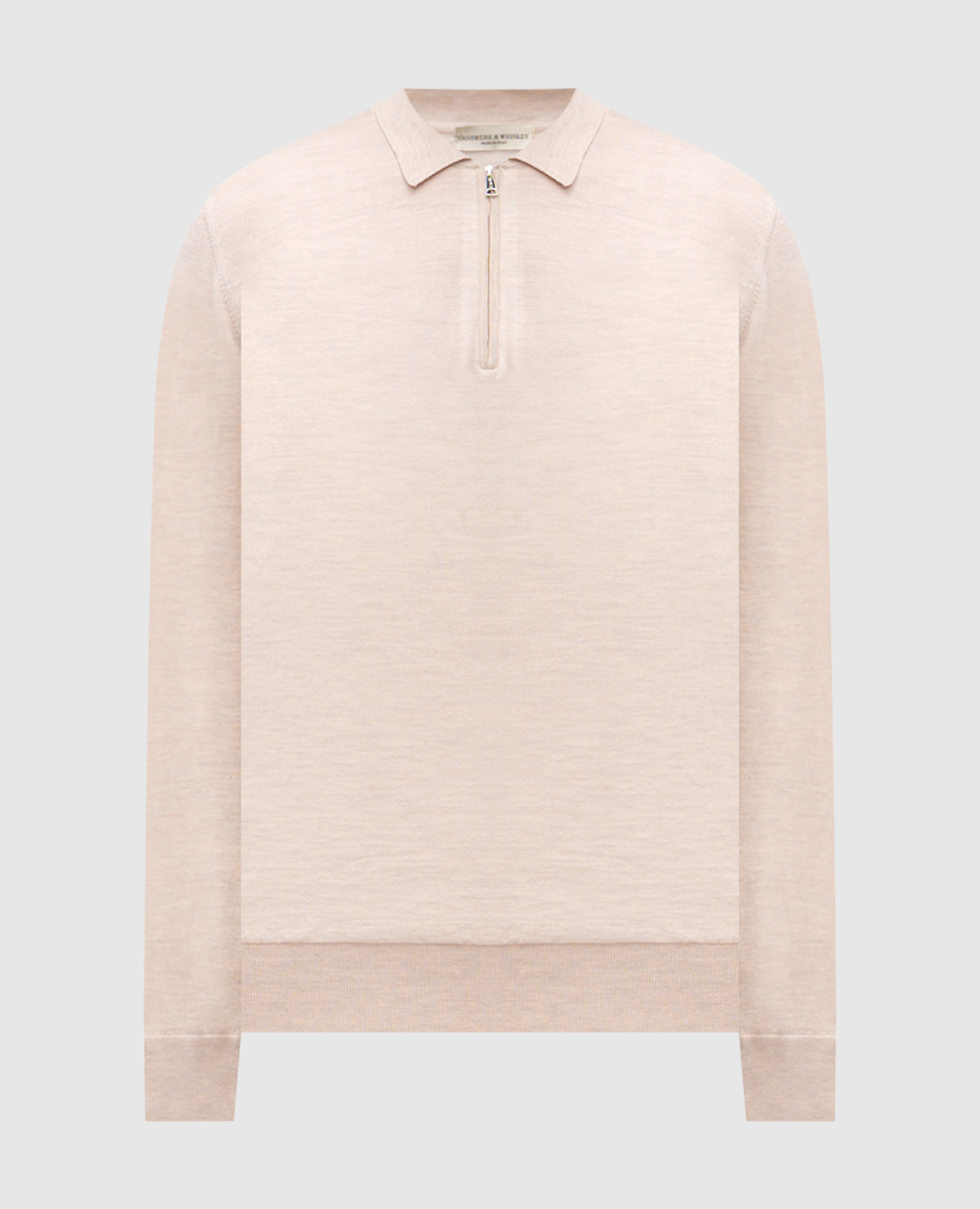 Beige merino wool polo shirt