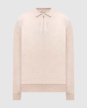 Cashmere&Whiskey Beige merino wool polo shirt 18004