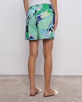 PUCCI Green silk shorts with floral print 5HRU305H739